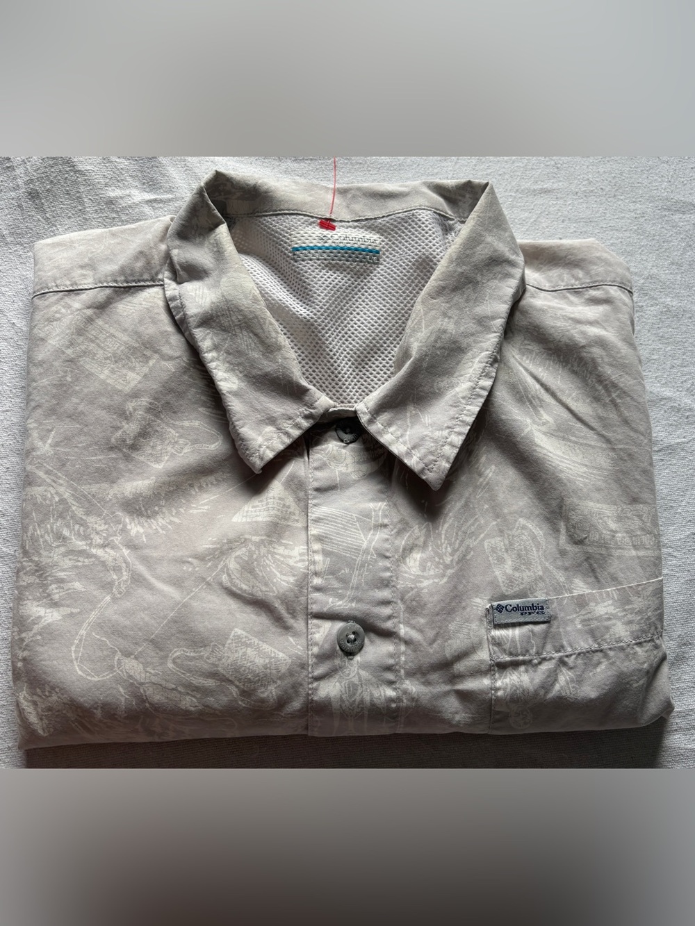 Columbia Men’s Pale Gray Lightweight Button-Up Shirt Jacket SZ L